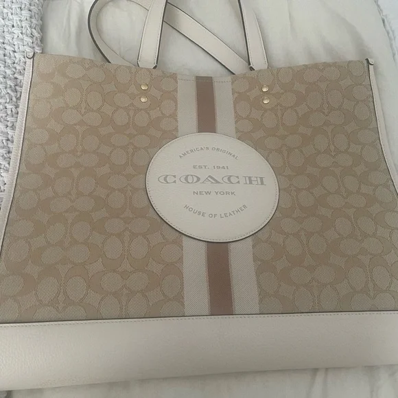 Coach Signature Beige and Cream Tote - Picture 3 of 10